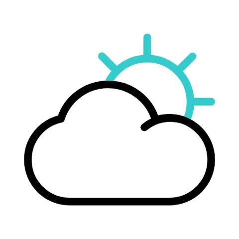 A minimalist line drawing representing a weather icon, showing the sun partially obscured by a cloud. Clean and modern design.