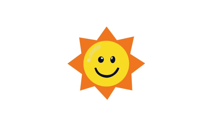 2D Animated smiling sun icon for summer theme. Great for weather and seasonal visuals.