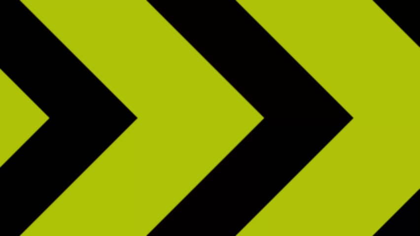 Neon yellow chevrons move backward across a black background in a seamless kinetic loop