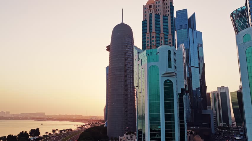 Doha West bay At sunset