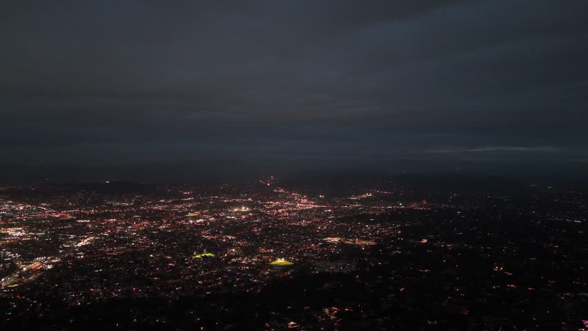 Night Aerial Drone View of San Diego, California – Illuminated City Skyline