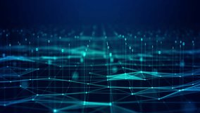Digital data network flow with glowing nodes and connected grid lines, futuristic technology background ideal for AI, big data, cloud computing and cybersecurity concepts. - Powered by Shutterstock - Get 15% off with code: PIKWIZARD15