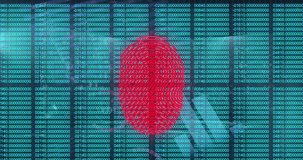 Animation of biometric fingerprint scanner over statistical data processing and binary coding. Global networking and business technology concept - Powered by Shutterstock - Get 15% off with code: PIKWIZARD15
