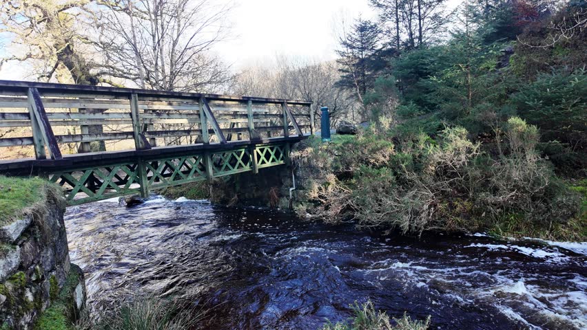 river flowing under a bridge in ireland 
