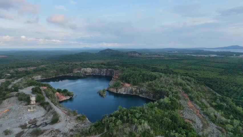beautiful black lake shoot on air with drone