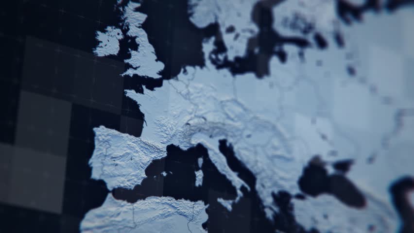 Aerial view of a detailed 3D map of Russia. Cinematic flight over the country. Perfect for backgrounds, news, or travel projects