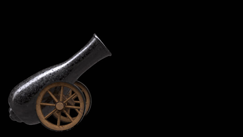 Cannon firing 3d render transparent background historic war antique weapon artillery suitable for historical illustrations, game assets, or educational content.