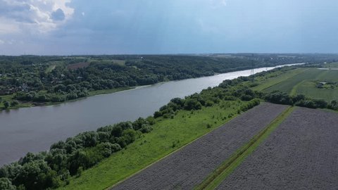 Aerial Panorama River Valley Moscow Region