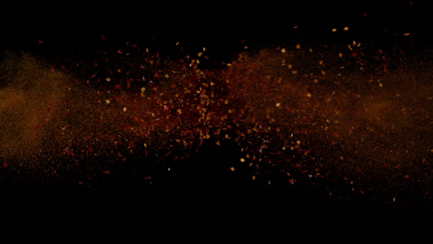 Dried Spices Mix Colliding in Super Slow Motion, 1000fps.