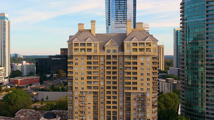 Buckhead uptown commercial and residential district of the city of Atlanta, Georgia. Urban landscape with recognizable buildings and contemporary architecture in the USA.