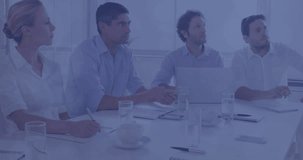 Animation of network of digital icons over diverse business people. global business, finance, networking and digital interface concept digitally generated video. - Powered by Shutterstock - Get 15% off with code: PIKWIZARD15
