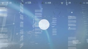 Animation of network of connections with icons over data processing on blue background. Global connections, computing and digital interface concept digitally generated video. - Powered by Shutterstock - Get 15% off with code: PIKWIZARD15