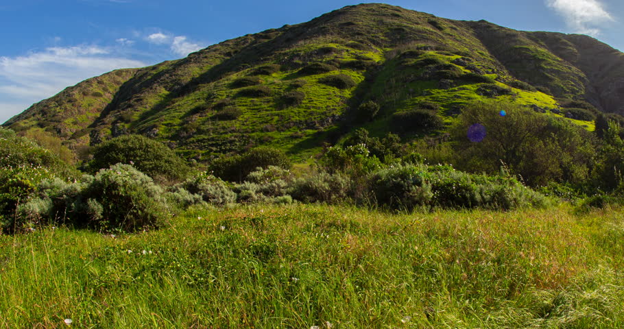 Rolling Green Hills on Santa Cruz Island, Channel Islands National Park, California Timelapse Daytime