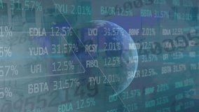 Animation of financial data processing over globe. Global connections digital interface and technology concept digitally generated video. - Powered by Shutterstock - Get 15% off with code: PIKWIZARD15