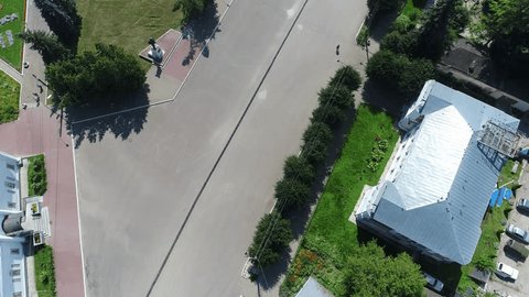 Aerial Rotation over Central Square in Tarusa
