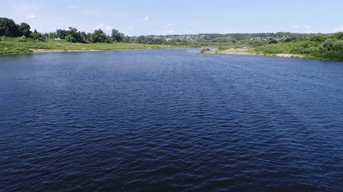 Drone Flying Forward above Tarusa River