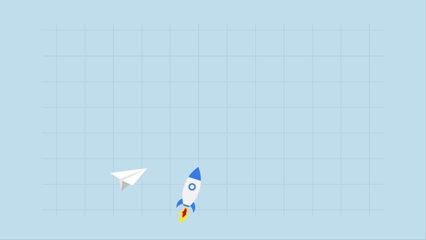Investment growth sky rocket, 4k animation of Graph and chart showing investment with significant growth resembling a soaring airplane, exceeding the normal rate