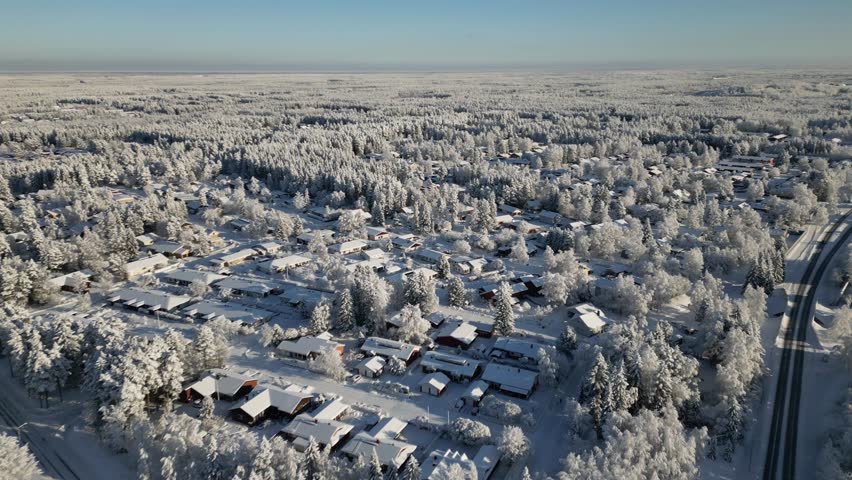 Aerial view of Kuivasjärvi district of Oulu, Finland