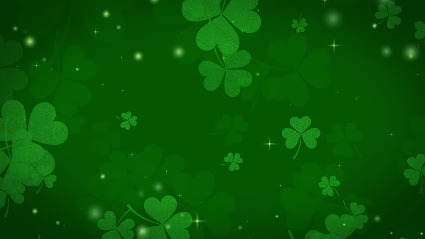 4K Shamrock Falling Animation, Clover leaves blowing on green bokeh background,  St. Patrick's day background 