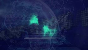Animation of data processing, globe and network of connections. global connections, network and data processing concept digitally generated video. - Powered by Shutterstock - Get 15% off with code: PIKWIZARD15