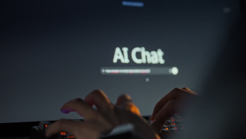 A user interacts with a sophisticated AI model through a keyboard interface, leveraging cutting-edge machine learning technology to facilitate a conversational exchange