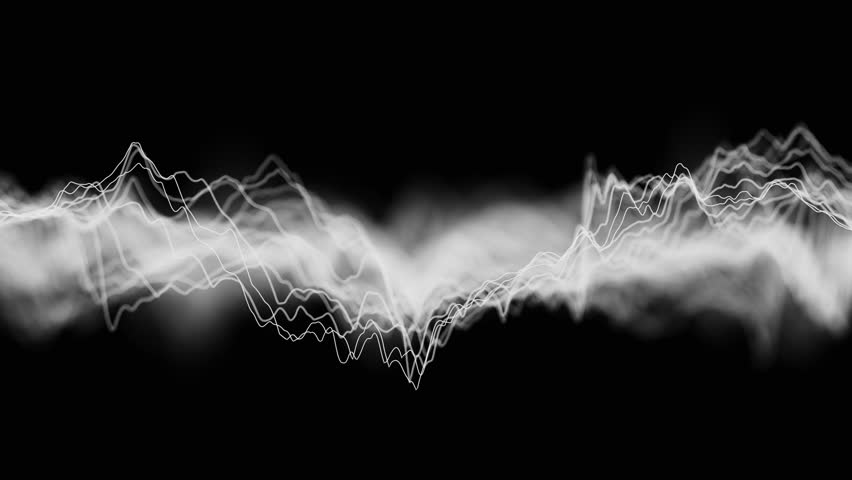 Audio white waveform digital motion loop background. Abstract music waves equalizer. Futuristic sound wave visualization. AI synthetic voice technology. Tune print. Distorted frequencies.