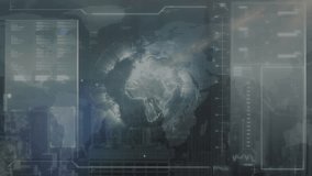 Animation of clock over data processing and world map. Global technology, computing and digital interface concept digitally generated video. - Powered by Shutterstock - Get 15% off with code: PIKWIZARD15