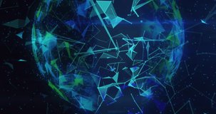 Animation of digital dots connecting with lines and forming globe against programming language. Hologram, digitally generated, global network, telecommunications, futuristic, infographic, technology. - Powered by Shutterstock - Get 15% off with code: PIKWIZARD15