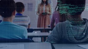 Animation of mathematical equations over schoolchildren using laptop. Global business data processing and technology concept digitally generated video. - Powered by Shutterstock - Get 15% off with code: PIKWIZARD15