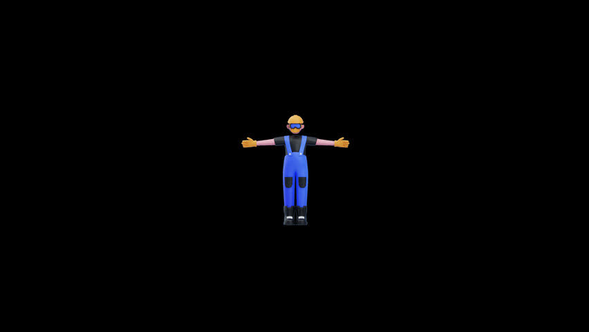 3D animation of Construction worker with safety equipment set
