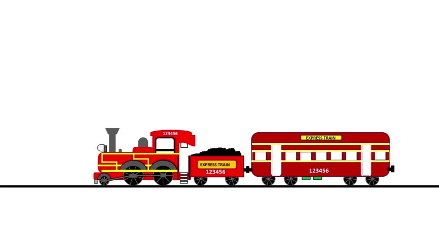 A little and short journey of red tiny and beautiful animated train.