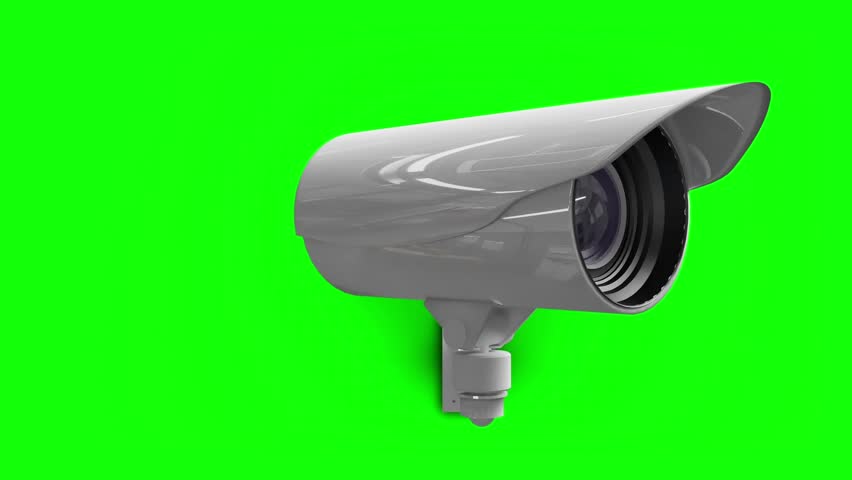 Animation of security camera on green background. security, safety, surveillance, and digital interface concept digitally generated video.