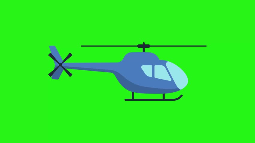 2d helicopter icon animation isolated on green background for motion graphics