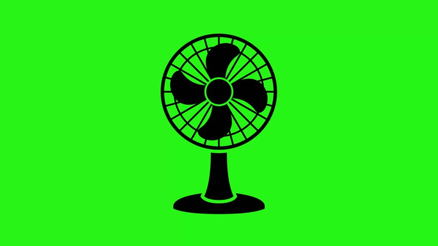 Rotating table fan silhouette animation on green screen for motion graphics