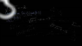 Animation of math formulas on black background. Science, math, data processing and technology concept digitally generated video. - Powered by Shutterstock - Get 15% off with code: PIKWIZARD15