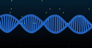Stylized blue DNA helix moving horizontally in flat design, with falling green binary code streams. Technology, biotech, data visualization, digital art, innovation, science, cyber - Powered by Shutterstock - Get 15% off with code: PIKWIZARD15