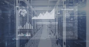 Animation of digital screen with data processing over servers. Network, computers, data processing and technology concept digitally generated video. - Powered by Shutterstock - Get 15% off with code: PIKWIZARD15