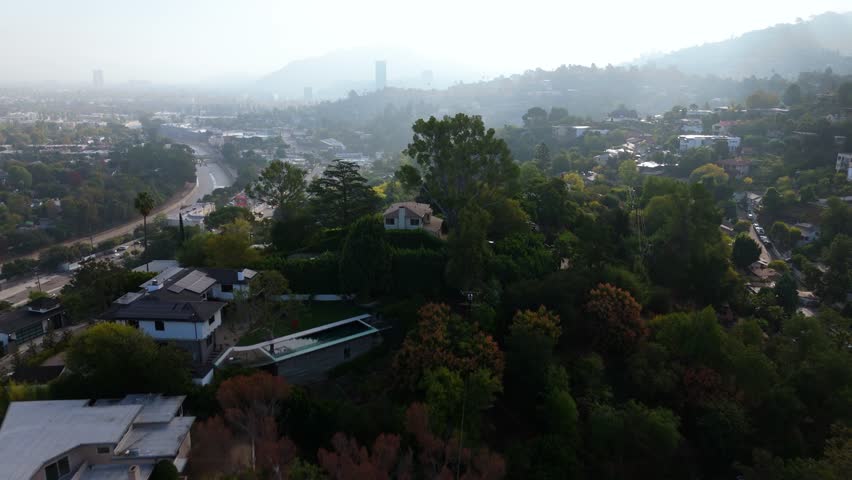 Smog Over Los Angeles Residential Hills and Urban Valley
