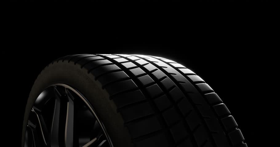 close-up of rotating car wheel