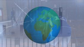 Animation of data processing and globe over diverse male basketball players at gym. global sport, connections and digital interface concept digitally generated video. - Powered by Shutterstock - Get 15% off with code: PIKWIZARD15