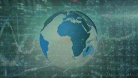Animation of financial data processing and globe over dice. Global finances, computing and digital interface concept digitally generated video. - Powered by Shutterstock - Get 15% off with code: PIKWIZARD15