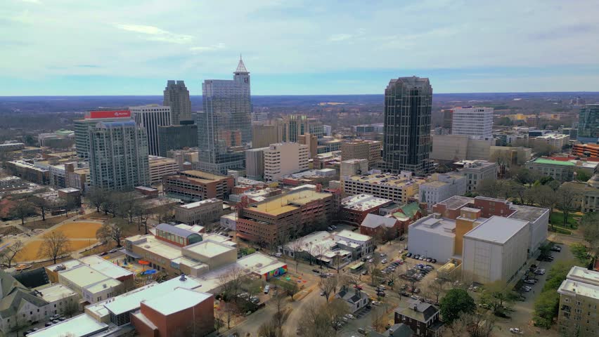 Beautiful aerial view of downtown Raleigh North Carolina 