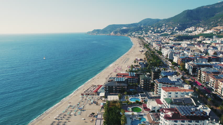 Aerial view of a beautiful seaside resort town
