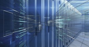Animation of mathematical equations and data processing over computer servers. Global computing and data processing concept digitally generated video. - Powered by Shutterstock - Get 15% off with code: PIKWIZARD15