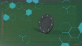 Animation of data processing and globe over chip. Gambling, casino and digital interface concept digitally generated video. - Powered by Shutterstock - Get 15% off with code: PIKWIZARD15