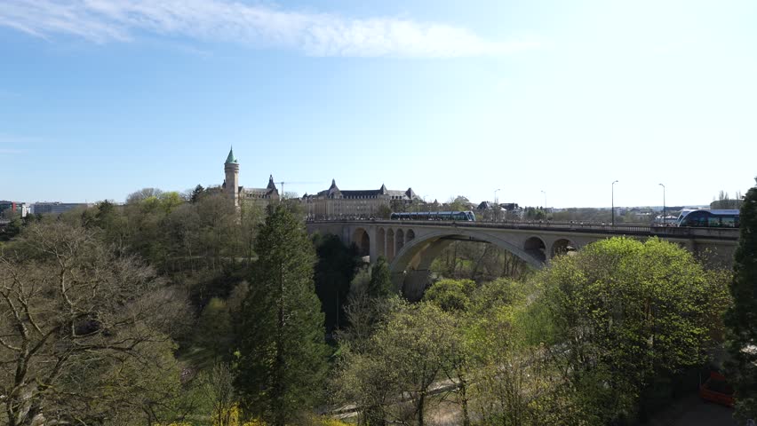 Adolphe Bridge spanning the Pétrusse Valley in Luxembourg City Europe landscape