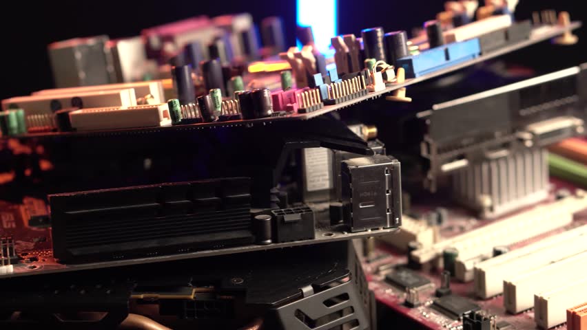 Computer Motherboards and Parts, Electronic Waste Close Up