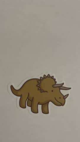 Cartoon Dinosaur Illustration Sticker Animation on White Background. Kids Dinosaurs Themed Sticker Video for Children’s Crafts and Creative Projects