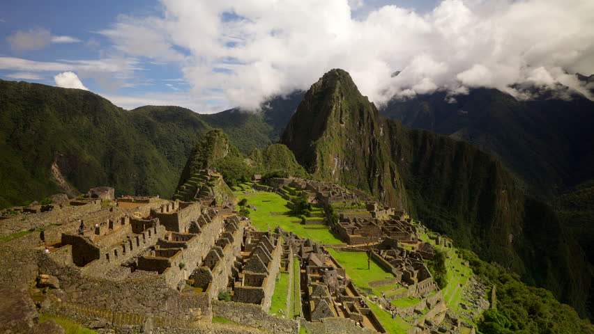 Machu Picchu Inca ruins sit high in the Andes mountains, Peru.