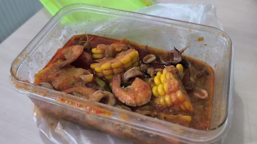 Traditional Indonesian stir-fry shrimp with corn and fermented soy bean paste.